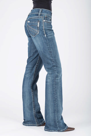 Stetson Womens 214 City Trouser Chevron Blue Cotton Blend Jeans