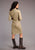 Stetson Womens Stretch Twill Denim Khaki Cotton Blend L/S Dress