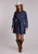 Stetson Womens Embroidered Button Denim Cotton Blend L/S Dress