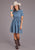 Stetson Womens Smile Pockets Self Tie Blue Lyocell S/S Dress