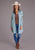 Stetson Womens Southwestern Snap Button Blue Lyocell L/S Dress