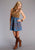 Stetson Womens Fitted Tank Bodice Blue/Saddle Brown Lyocell S/L Dress