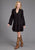 Stetson Womens Longhorn Mojave Print Black 100% Rayon L/S Dress