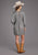 Stetson Womens 2440 Horse Pennies Grey 100% Rayon L/S Dress