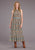 Stetson Womens Carnation Border Tan/Blue 100% Cotton S/L Dress