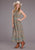 Stetson Womens Carnation Border Tan/Blue 100% Cotton S/L Dress