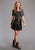 Stetson Womens Two Tier Fringe Black Lamb Leather Skirt
