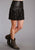 Stetson Womens Two Tier Fringe Black Lamb Leather Skirt