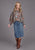 Stetson Womens Asymmetrical Seam Medium Wash 100% Cotton Skirt