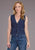 Stetson Womens Stretch Denim Dark Wash Cotton Blend Cotton Vest
