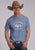 Stetson Unisex Buffalo Western Wear Blue 100% Cotton S/S T-Shirt