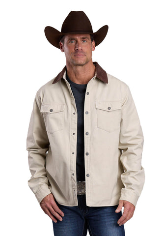 Stetson Mens Twill Corduroy Collar Taupe 100% Cotton Jacket