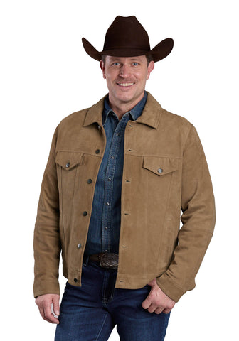 Stetson Mens Jean Style Tan Suede Leather Jacket