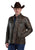 Stetson Mens Button Front Dark Brown Leather Jacket