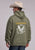 Stetson Mens Full Back American Eagle Olive Cotton Blend Hoodie