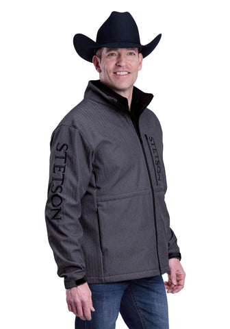 Stetson Mens Herringbone Fleece Bonded Charcoal Poly/Spandex Fleece Jacket