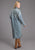 Stetson Womens Long Denim Button Front Blue Cotton Blend Cotton Jacket