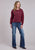 Stetson Womens Mid Length Crew Maroon Cotton Blend Sweatshirt