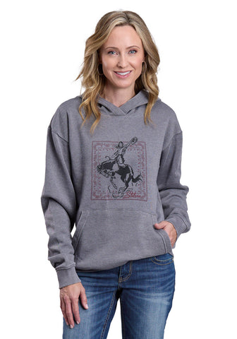Stetson Womens Lady Bronc Rider Heather Grey Cotton Blend Hoodie