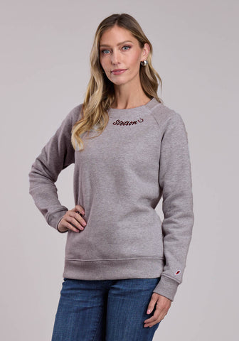 Stetson Womens Embroidered Curved Script Grey Cotton Blend Sweatshirt