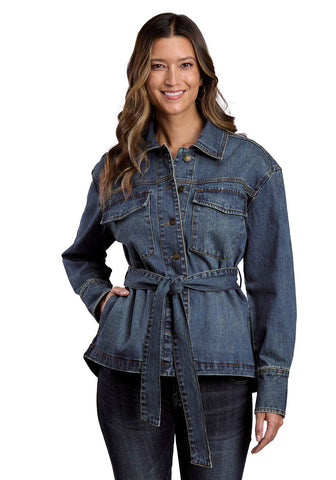 Stetson Womens Stonewash Denim Shirt Blue Cotton Blend Cotton Jacket