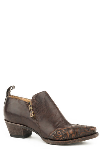 Stetson Womens Phoebe Shorty Brown Leather Cowboy Boots
