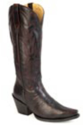 Stetson Womens Mae Black Cherry Goat Leather 15in Cowboy Boots
