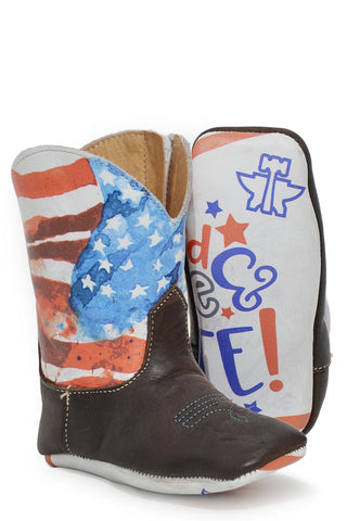 Tin Haul Infant Unisex American Mini Brown Multi Leather Cowboy Boots