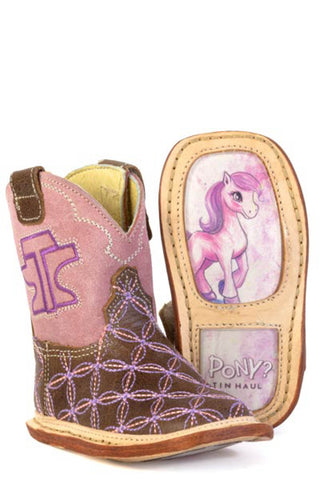 Tin Haul Infant Girls Cowgirl Twister Pony Purple/Brown Leather Cowboy Boots