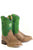 Tin Haul Kids Unisex Gridlock Ride Em Brown/Green Leather 8in Cowboy Boots