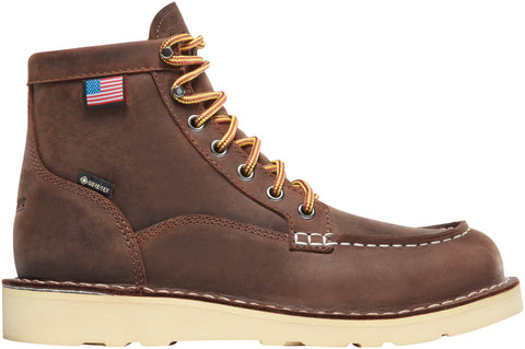 Danner Womens Bull Run Moc Toe 6in GTX Brown Leather Work Boots