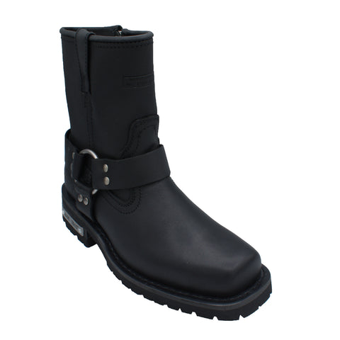 RideTecs Womens 7in Side Zipper Harness Black Military Boots