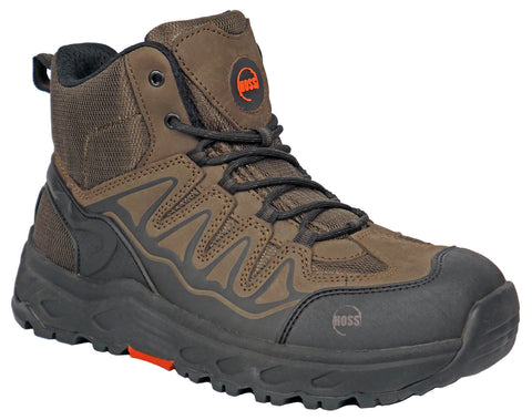 Hoss Boots Mens Eric Hi Aluminum Toe Brown Leather Work Boots