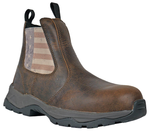 Hoss Boots Mens Old Glory Distressed Brown Leather Work Boots