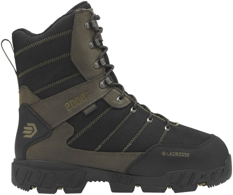 Lacrosse Mens Cold Snap II 9in 2000G Jet Black Leather Hunting Boots