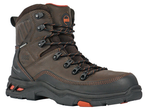 Hoss Boots Mens Traverse Brown Leather Full-Grain Work Boots