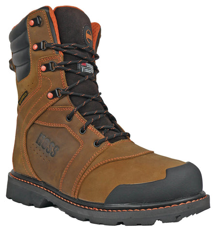 Hoss Boots Mens Clash 1000G Comp Toe Brown Leather Work Boots