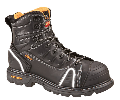 Thorogood Mens Genflex Black Leather Work Boots 6in Lace-to Safety Toe