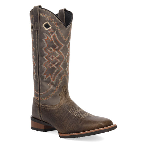 Laredo Mens Highway Man Dark Brown/Grey Leather 13in Cowboy Boots