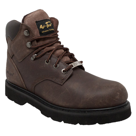 AdTec Mens 6in Steel Toe Brown Work Boots