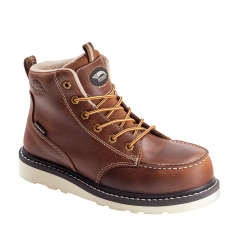Avenger Womens Mid Wedge Brown Leather Work Boots