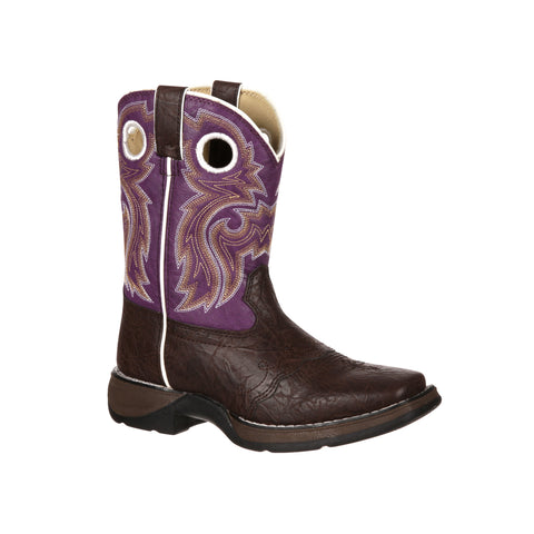 Lil' Flirt by Durango Girls Purple Faux Leather Lacey Western Cowboy Boots