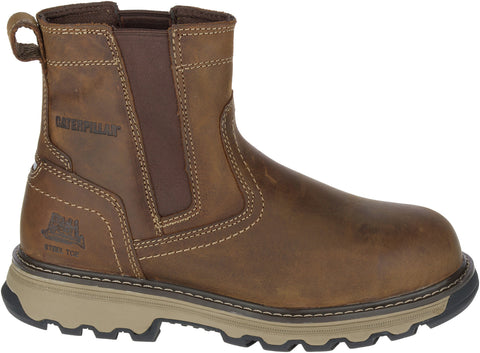 CAT Mens Pelton St Dark Beige Leather Work Boots
