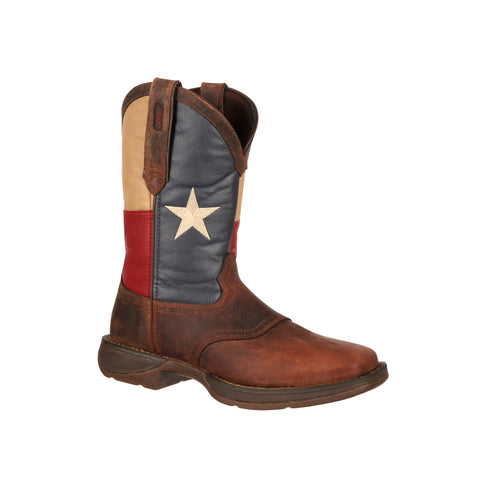 Durango Mens Brown Leather Texas Flag Pull On Saddle Cowboy Boots