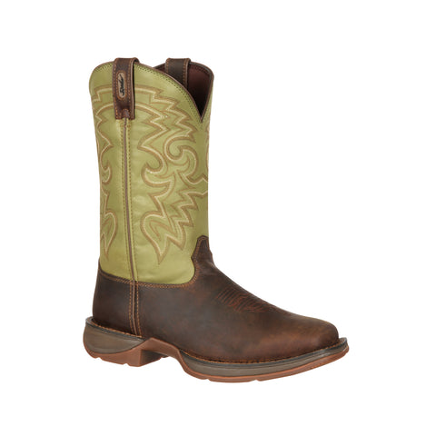 Rebel by Durango Mens Coffee Leather Cactus Pull-On Cowboy Boots