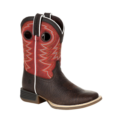 Lil Durango Big Kids Chestnut/Crimson Leather Rebel Pro Cowboy Boots