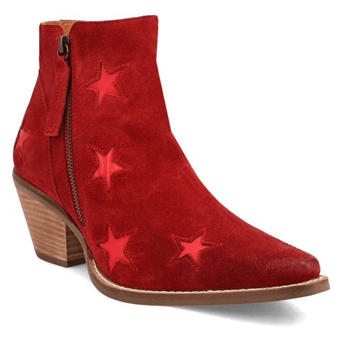 Dingo Womens Little Starie Red Suede Ankle Boots
