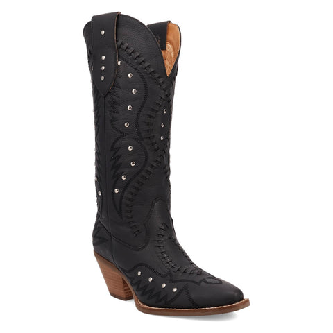 Dingo Womens Pretty N Pink Black Leather Cowboy Boots