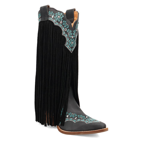 Dingo Womens Tequila Sunrise Black Suede Cowboy Boots