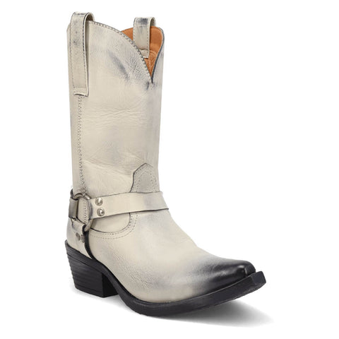 Dingo Womens Ride A Way White Leather Harness Cowboy Boots